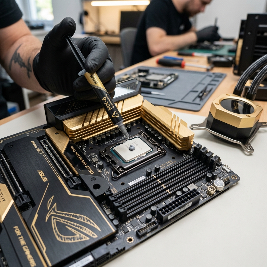 Aplicação de pasta térmica em processador